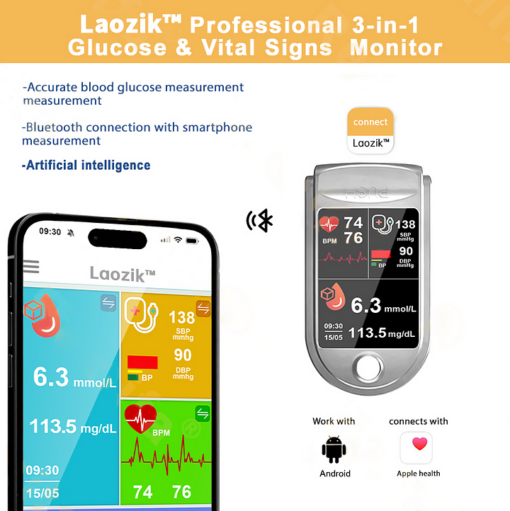 LaozikTM Professional 3in1 Glucose & Vital Signs Monitor - Image 4