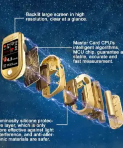 LaozikTM Professional 12in1 Glucose Vital Signs Monitor-Painless, Fast, Precise FDA-Backed(Made in California, USA)