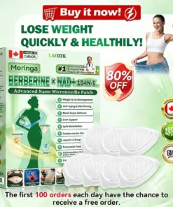 LAOZIK® Moringa · Berberine × NAD+ 10-in-1 Advanced Nano Microneedle Patch